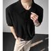 Men's Old Money Style Button Down Knit T-Shirt Trendy Brand Solid Color Casual Short Sleeve Summer Simple Collared Top_viptrois.com