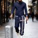Men's Fleece-Lined Baseball Jacket & Pants Set - Winter Outdoor Casual Sportswear For Urban Commuting (Black, Navy, Grey, Grey/White Sleeves)_viptrois.com