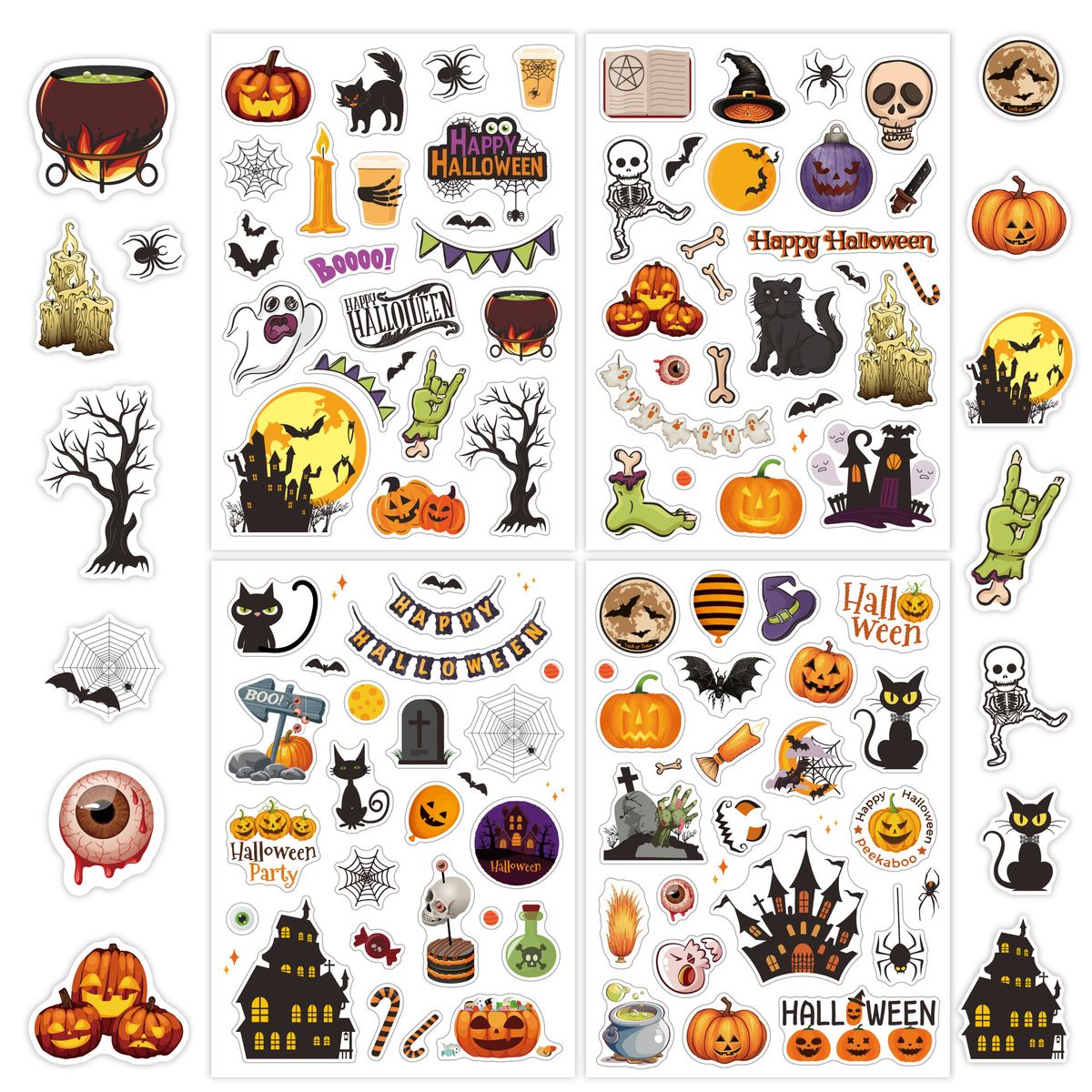 Halloween Laser Pumpkin Stickers Flash Children Waterproof Diy Skull Bat Party Decoration Halloween Stickers_viptrois.com