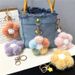 Bag Charm Cherry Blossom Fur Ball Car Keychain Small Fresh Colored Plush Flower Mobile Phone Ornaments Flower Bag Pendant Gift_viptrois.com