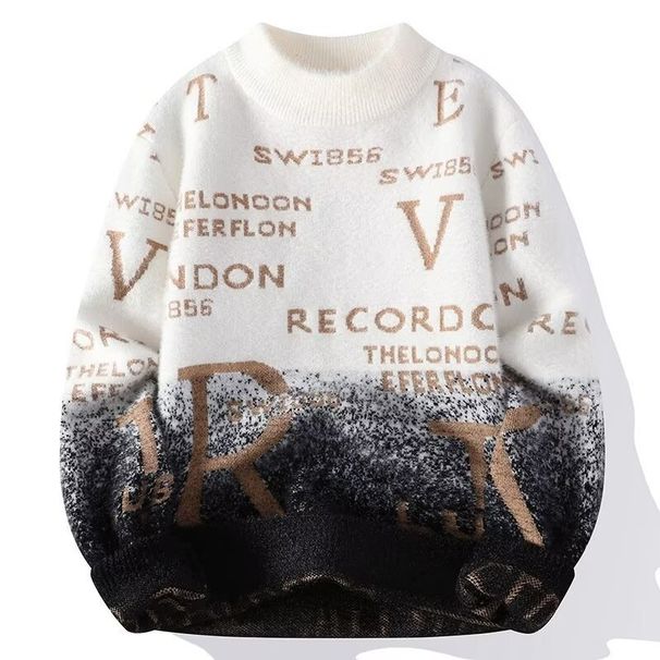 Semi-turtleneck Sweater Men's Autumn And Winter Solid Color Thread Coat Japanese Trend Simple And Handsome Pullover Knitted Sweater_viptrois.com