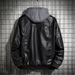 Men's Leather Hooded Jacket, PU Leather Winter Coat, Teen Jackets, Men's Leather Motorcycle Coat, Harajuku_viptrois.com