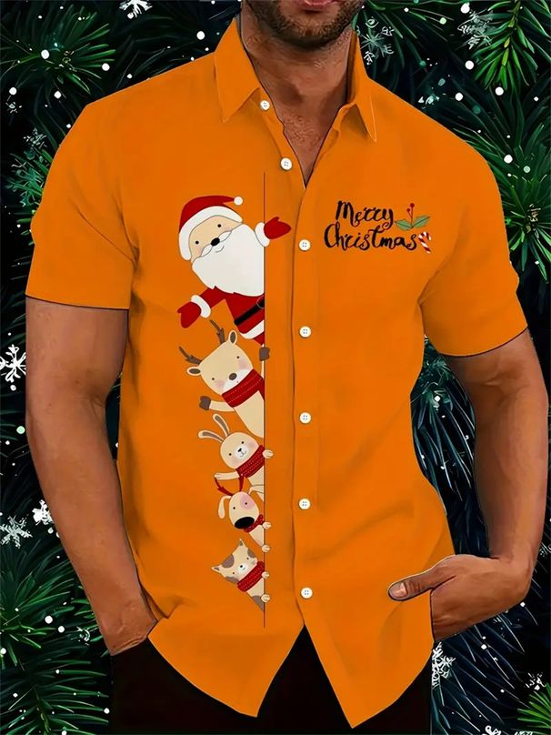 Camisa De Manga Corta Para Fiesta Navideña De Navidad Para Hombre, Top De Manga Corta Con Patrón HD De Diseñador De Moda, Ropa De Alta Calidad_viptrois.com