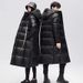 New Black Gold Men And Women, Long White Goose Down Couple Hooded Jacket For Winter_viptrois.com