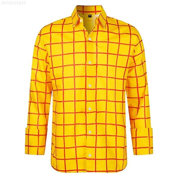 Men's Long Sleeve Red And Blue Plaid Hawaiian Shirt, Breathable Wrinkle-Free Casual Urban Vacation Wear_viptrois.com