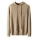 Pure 100% Australian Wool Men's Hoodie Seamless Casual Pullover Solid Color Knitted Sweater_viptrois.com