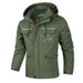 Men's Multi-Pocket Detachable Hood Jacket – Lightweight Polyester Workwear Coat With Utility Design For Spring & Autumn Outdoor Travel_viptrois.com