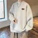 New round neck sweater for men in winter, with added velvet and thick pullover, loose base, knitted sweater jacket_viptrois.com