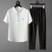 Men's Clothing New Thin Casual Sports Suit Men's Summer High End V Neck Embroidery Slim Short Sleeved Two Piece Suit_viptrois.com
