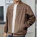 Men's Suede Jacket Spring And Autumn Fashion Casual Zipper Long Sleeved Cardigan Coat_viptrois.com