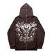 Hoodie Sweatshirt Gothic High Street Full Zipper Oversized Unisex Streetwear Y2 Jacket_viptrois.com