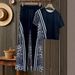 Animal Print Short Sleeve T-Shirt And Straight Leg Pants Lounge Set, Casual Two Piece Outfit For Women, Comfortable Daily Wear_viptrois.com