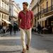 Men's Casual Sports Shirt Short Sleeved Color Blocked Collared T-Shirt American Style_viptrois.com