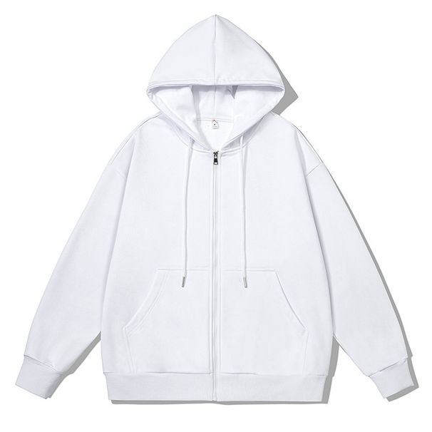 Men's Cardigan Spring And Autumn Zipper Hooded Sweatshirt Solid Color Loose Fit Sports Jacket For Men_viptrois.com