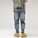 Men's Clothing Retro Street Trend Large Size Jeans For Men, Loose Slimming Straight Casual Distressed Jeans_viptrois.com