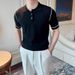 Men's Clothing Collared Knit Short Sleeved T Shirt Men's Slim Fit Collar Short Sleeve Knit T-Shirt – Contrast Trim, Breathable Cotton Blend For Summer_viptrois.com