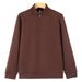 Men's Soft Comfortable Half-zip High Neck Sweatshirt - Casual Pullover Top For Everyday Wear (White, Black, Blue, Coffee)_viptrois.com