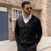 Men's Jacquard Knit Button-Up Cardigan – Slim-Fit Breathable Pullover With Textured Pattern (S-XXXL)_viptrois.com