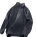 Retro High-Neck Zip Sweater – Unisex Oversized Knit Pullover (Gray/Black/Green/Beige, M-3XL)_viptrois.com