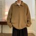 Button Lapel Solid Color Knitted Sweater For Men, Fashionable, Casual, Minimalist Design, Long Sleeved_viptrois.com