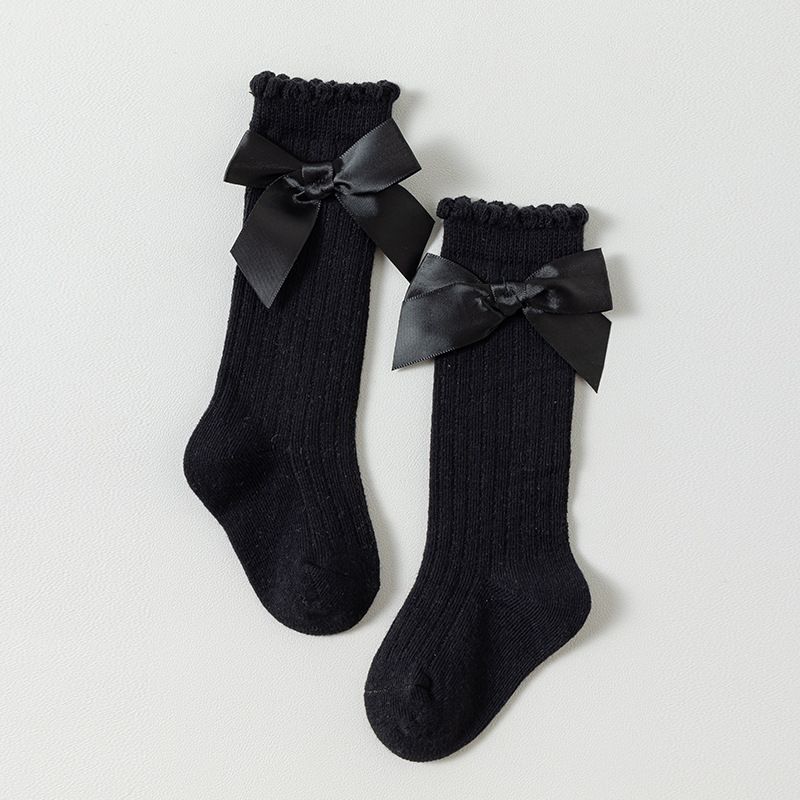 Kid's Clothing Children's socks spring and autumn style long socks baby socks princess style bow girls cotton calf socks_viptrois.com