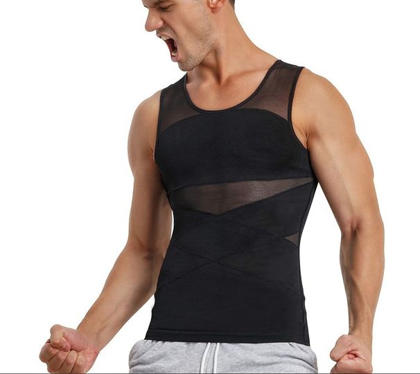 Pulse Men's Slim Fit Underwear Shaping Neoprene Quick-Dry Sweat-Wicking Chest Compression Tight-Fitting Hidden Abs Vest_viptrois.com