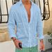 Men's Clothing Men's Shirt Linen Shirt Summer Shirt Beach Shirt Solid Color Casual Daily Long Sleeve Lapel Spring Summer Clothing_viptrois.com