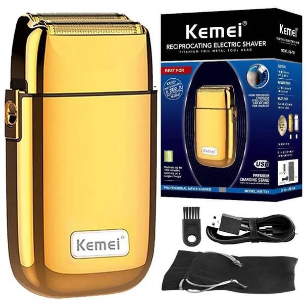 Kemei Tx1 Professional Electric Shaver Rechargeable, Metal Case, Shaving For Men, Beard, Fine Finish Small Appliance_viptrois.com