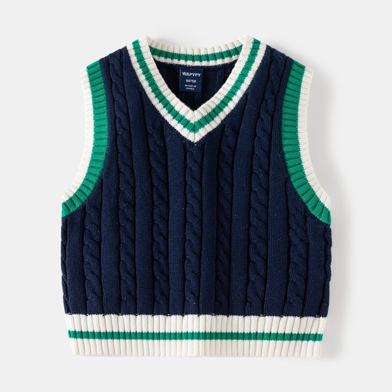 kids'clothing Boy's sweater vest baby V-neck sleeveless sweater_viptrois.com