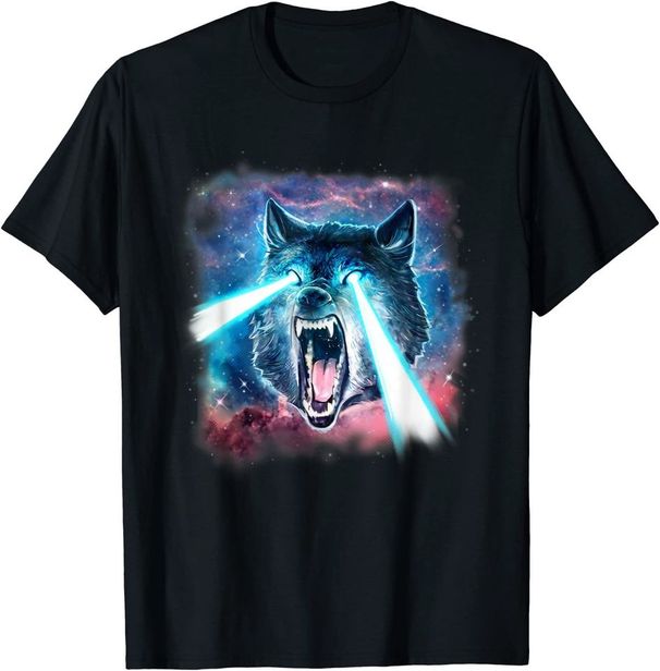 Realistic Wolf Tshirt, Wolf In Space Tee, Wolf Lover Tshirt, Funny Wolf T-Shirt Mens Womens Tees Top, Wolf With Laser Coming From Eyes, Awesome Wolf Shirt Classic T-Shirt Mens Womens Tees Top_viptrois.com