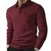 Men's Long Sleeve Polo Shirt – Classic Collar, Breathable Polyester, Slim Fit For Casual & Smart Wear (Apricot/Royal Blue/Burgundy, S-2XL)_viptrois.com