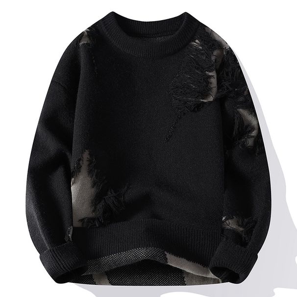 Trend Fashion Sweater Men's Lazy Style Trendy Fashion Casual Round Neck Loose Needle Green Men's Sweater_viptrois.com