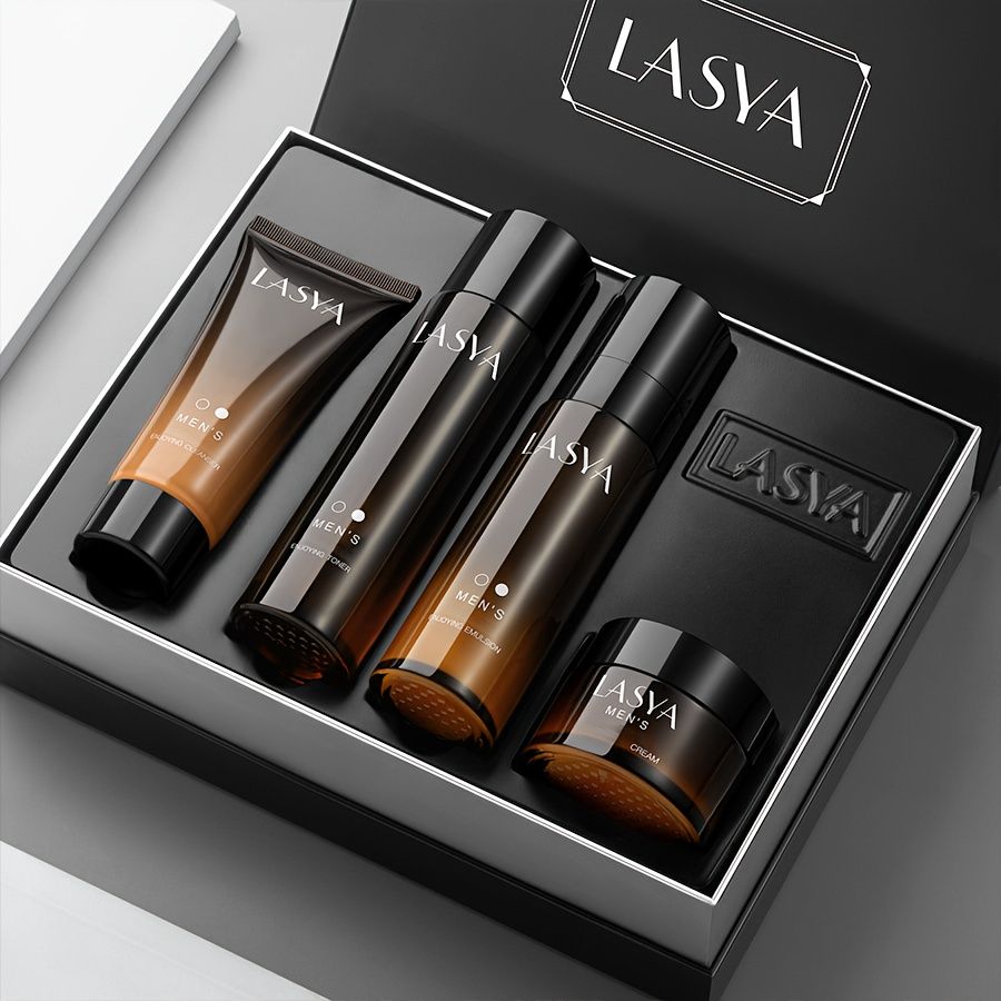 Men'S Care Set 4pcs Set, Including Facial Cleanser, Water, Essence Face Cream, Moisturizing, Firming, Feeling Smooth,_viptrois.com