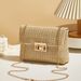 Women's Bags Fashion Messenger Bag Style Trendy Straw Women's Bag Lock Closure Simple Small Square Bag_viptrois.com