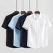 Men's Clothing Summer Casual Square Collar Linen Short Sleeved Shirt Thin Breathable Loose Large Size Cotton And Linen White Shirt_viptrois.com