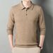 Pure New Cross-Border Autumn Winter Wool Turn-Down Collar Long Sleeve Knitted Polo Shirt Solid Color Middle-Aged Base Sweater_viptrois.com