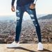 2023 Pencil Pant Elatic Sweatpant Men Fit Solid Ripped Denim Harem Pant Caual Black Blue White Detroyed Jean_viptrois.com