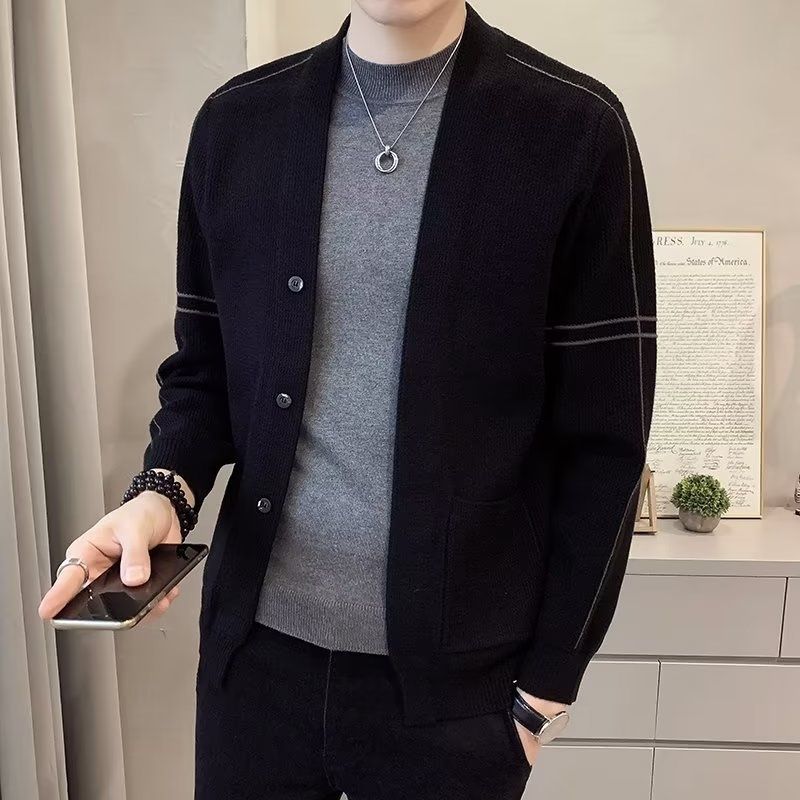 Loom 2024 Autumn Winter New Knitted Cardigan Shop Owner Style Jacket European Station Men's Sweater Trend_viptrois.com
