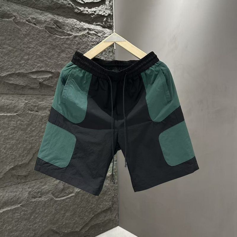 Men's Quick Drying Casual Shorts Summer Trendy Color Blocking Ice Silk Breathable Sports Capri Pants Stylish Versatile_viptrois.com