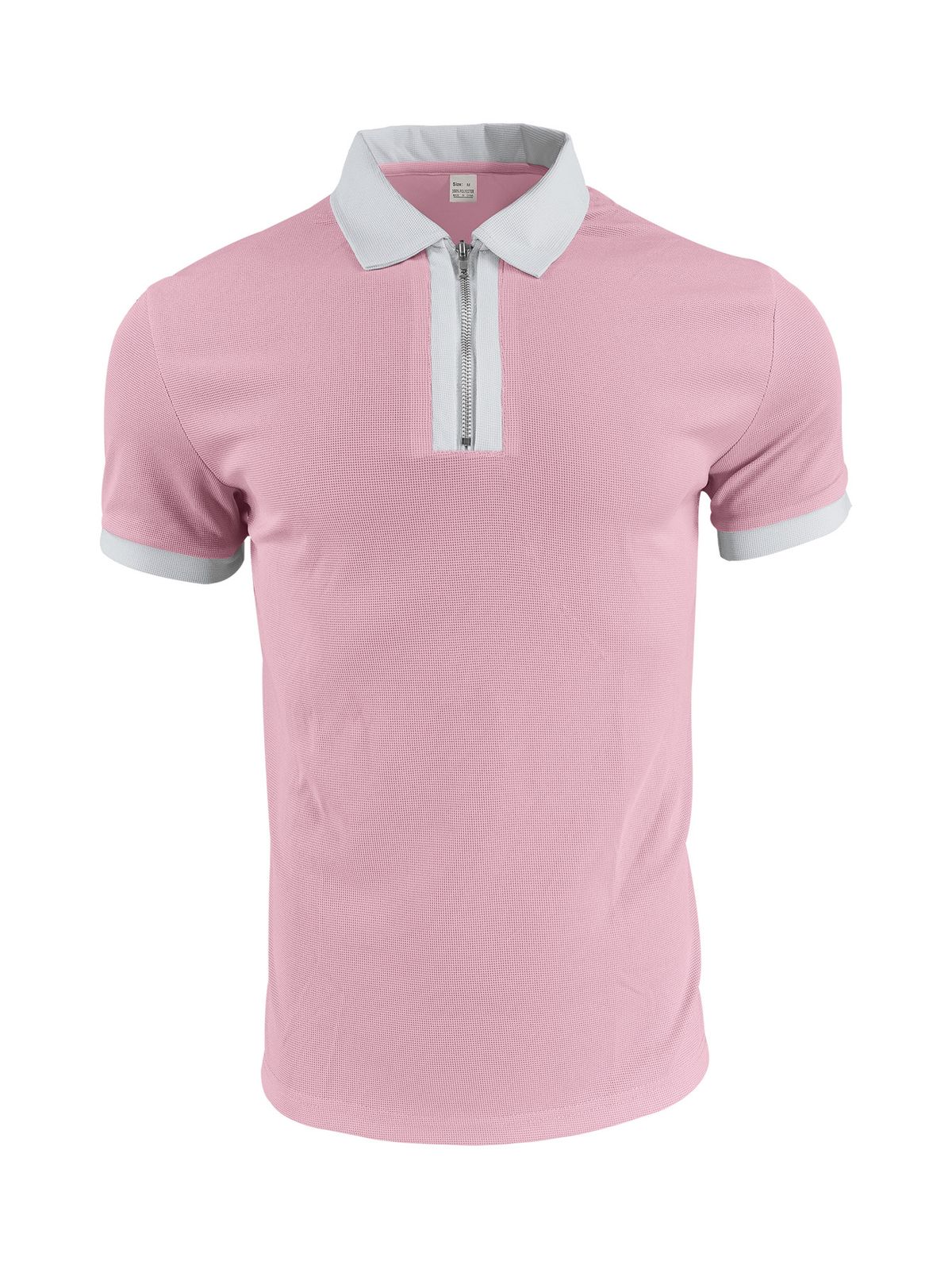 Men's Clothing Men's Waffle Zipper Lapel Fashion Short Sleeved T Shirt Polo Shirt Golf Shirt_viptrois.com