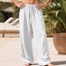 Men's Loose Fitting Linen Wide Leg Casual Beach Pants Straight Leg Swimwear_viptrois.com