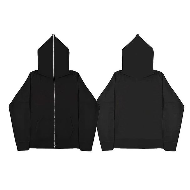 Men's Clothing Sweatshirts Zipper Hoodies Retro Long Sleeves Oversized Black Hooded Sweatshirts_viptrois.com