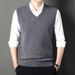 350g Pure Thickened Middle-aged Dad, Autumn And Winter Sleeveless V-neck Knitted Wool Sweater Vest For Men_viptrois.com