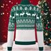 Men's Christmas & Halloween Knit Sweater, Festive Polo Long-Sleeve Top With Reindeer, Pumpkin & Snowflake Jacquard, Breathable Acrylic Pullover_viptrois.com