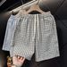 Men's Clothing Plaid Loose Fitting Shorts Casual Versatile Thin Five Point Bubble Mesh Quick Drying Beach Pants For Summer_viptrois.com