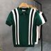 Men's Clothing Leisure Ice Silk Slim Men's Vertical Striped Lapel Knitted Short Sleeved T Shirt Business_viptrois.com