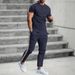 Summer New Men's Casual Sports Short Sleeve Long Pants Set_viptrois.com