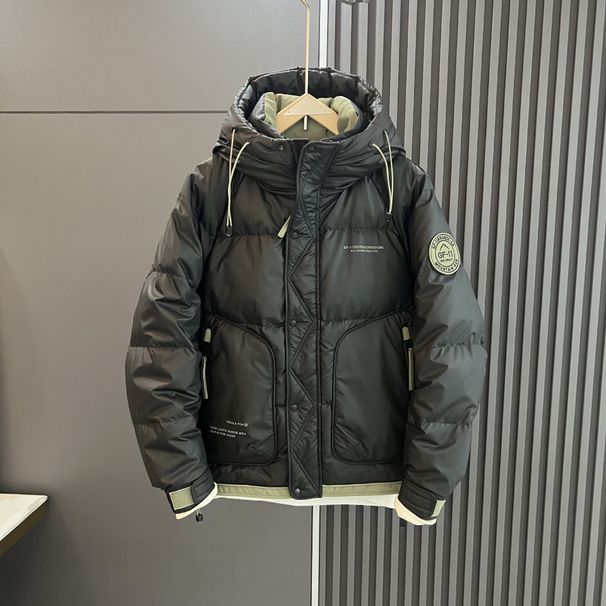 Nordmann No-Wash Thickened Glossy Youth Hooded Jacket Men's Trendy Casual Versatile Warm White Duck Down Short Coat_viptrois.com