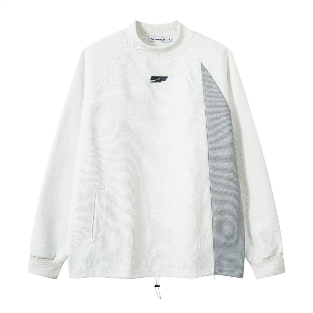 Color Block Patchwork Zipper Crew Neck Sweatshirt Men's Autumn American Style Trendy Brand Design Pullover Casual Loose_viptrois.com