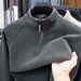 Double-Sided Thermal Base Shirt Men, Half-Zip Winter Warm Stand Collar Long Sleeve T-Shirt, Casual Versatile Sweatshirt_viptrois.com